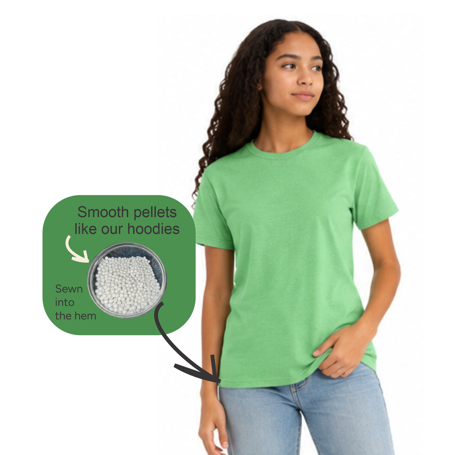 Fidget-Wear Adult T-Shirt - Soothing Pellet Hem